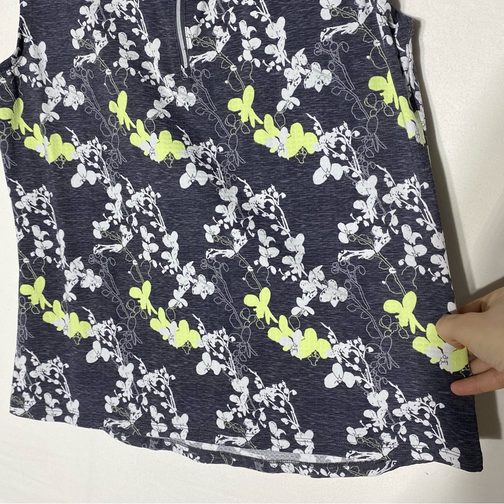 NVO Black Yellow Floral Sleeveless Activewear Top L - Picture 9 of 13